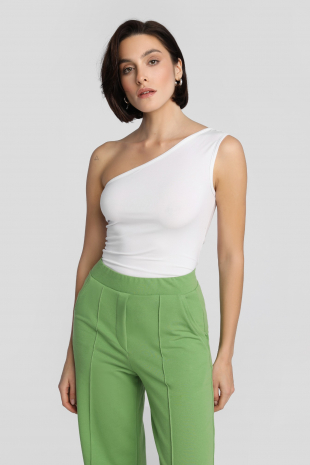 One shoulder top - white
